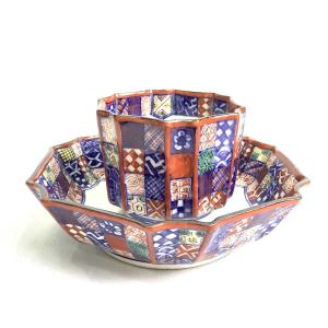 京焼・清水焼 矢野正三（碧黄石窯） 桝色小紋組湯呑 : 京焼・清水焼