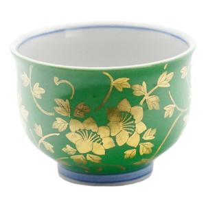 九谷焼 吉田美統【人間国宝】九谷焼ぐい呑み 金襴手花唐草 赤 : 北山堂