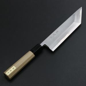 江戸菊水 名古屋型 うなぎ裂き包丁 磨き 丸形 105mm 朴柄 手打鍛造