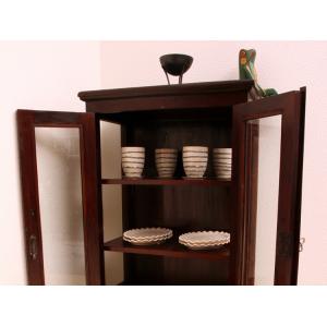 キャビネット シェルフ チェスト 木製 コーナー ガラス棚 1114-02 完成