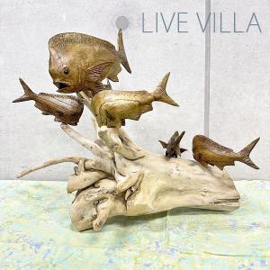 マリン カジキ マカジキ カジキマグロ 木彫り オブジェ L 置物 魚