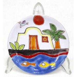 イタリア製 輸入雑貨 シチリア 陶器 絵皿 壁飾り 壁掛け 手描き