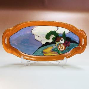 オールドノリタケ ポンパドール夫人 飾り皿 ブルーラスター彩 M-JAPAN