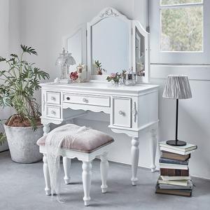 ドレッサーセット アンティーク調 BROCANTE ホワイトウッド 幅92cm