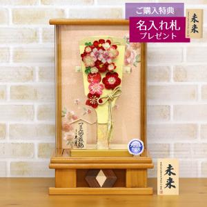 久月 羽子板 お祝い 初正月 9号 つまみ細工 羽子板 金赤花 ホワイト