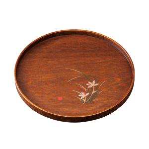 みよし漆器本舗 紀州塗り 尺寸 丸盆 黒 大和ラン お盆 トレー トレイ