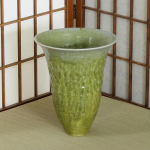 1点物 四日市 万古焼 花器 灰釉 掛分 合わせ 池坊 生け花 和風 洋風