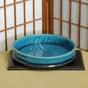 信楽焼 水盤 花器 11号 中青磁 万年青 丸 陶器 池坊 嵯峨御流 生け花