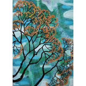 佐々木里華 「カフェの女」 人物画 油彩 F8号 真作保証 一枚の繪で