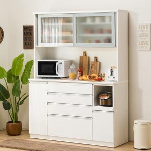 ニトリ（NITORI） 幅150cm 食器棚(レジューム 150TF-H WH/150QH-R WH