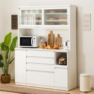 ニトリ（NITORI） 幅150cm 食器棚(レジューム 150TF-H WH/150QH-R WH