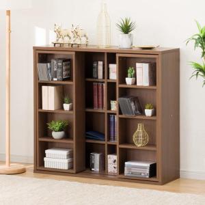 ニトリ（NITORI） Wスライド本棚 (M BS003 LBR) 書棚 ラック シェルフ