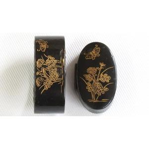 刀装具 m-5 目貫 楠木正成・正行別れの図 赤銅金色絵 鍔・刀装具