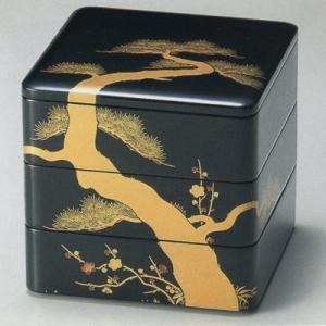 重箱 3段 お重 おせち 日本製 越前 漆器 松竹梅蒔絵 65三段重 黒内朱