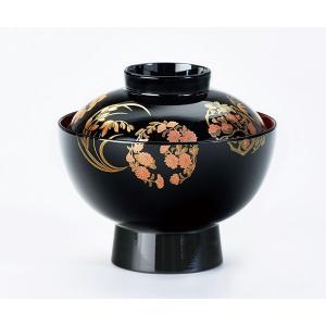 雑煮椀 煮物椀 黒内朱塗り 古典のし 会津漆器 お好み椀 蓋付き 会津