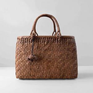 山葡萄籠バッグ 手作り 山葡萄かごバッグ 細ひご 内布あり ファー付き