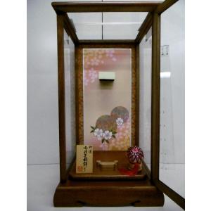 羽子板用ガラスケース☆金茶13号 絹まり・飾り羽根・紐飾付（横幅