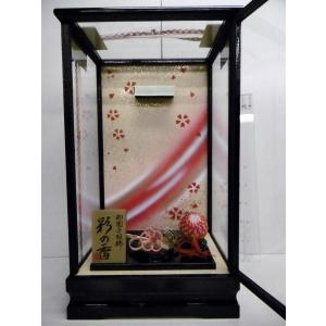 羽子板用ガラスケース☆金茶13号 絹まり・飾り羽根・紐飾付（横幅
