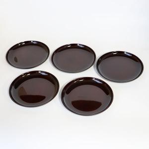 銘々皿 漆塗 民芸絵変わり鈴木繁男デザイン 5枚 取皿 5寸 14.5cm