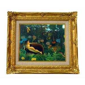 世界の名画 ルソー 牛のいる風景 ジクレーキャンバス複製画 豪華額装品