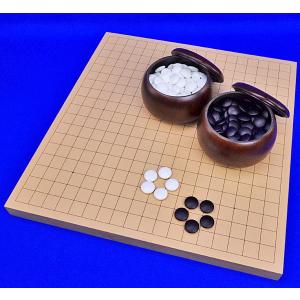 囲碁セット 新かや5寸足付碁盤セット(蛤碁石25号・栗碁笥大)【囲碁将棋
