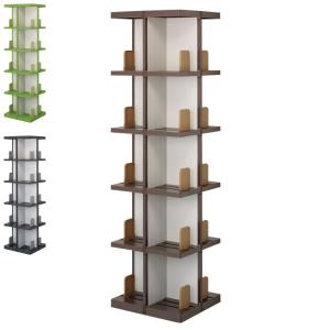 回転式木製ラック5段 収納 収納家具 リビング収納 本棚 ラック 棚 収納