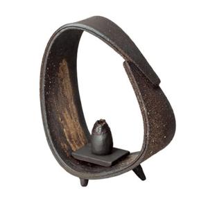 茶道具 花入 置用 信楽焼 耳付 上田光春作 古来窯 置き花入 置花入