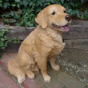 犬 置物 本物そっくり ゴールデンレトリバー ちょーだい 大型 オブジェ