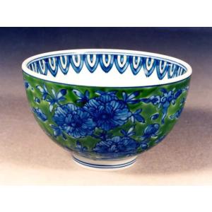 源右衛門窯 染付柘榴絵（中） 飯碗 有田焼 ご飯茶碗 : 陶器たて石