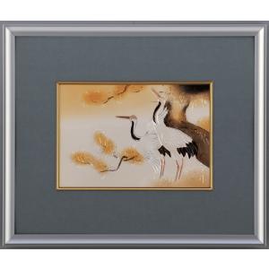 富士風水絵画 彫金パネル 富士の四季 「富士湖畔」彫金作 北 光修