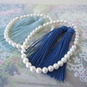 アコヤ本真珠 数珠 御念珠 伊勢志摩産 6-6.5mm 紫房 女性用 レディース