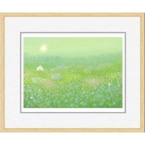 APJ ジクレー版画 額装 生田明 「海の見えるテラス」 9711 サイン刷込