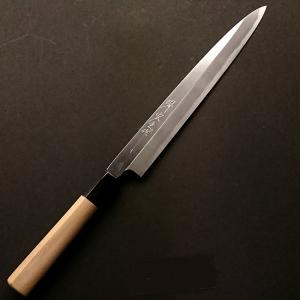 堺孝行 包丁 柳刃 8寸 240mm 安来白三鋼 本霞研 水牛柄 日本製 和包丁