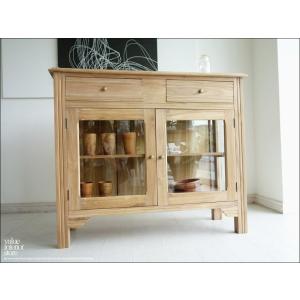 チーク総無垢 ショーケースカウンターQuese ガラスケース 飾り棚 店舗