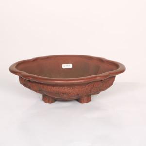 盆栽小鉢：美芸（常滑）六角鬼面足面付鉢 21.5cm*資材 : 遊恵盆栽