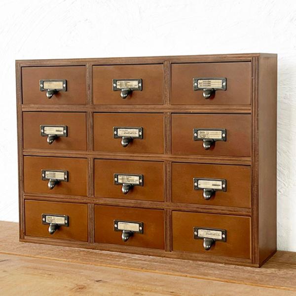 木製 卓上 引き出し収納 小物入れ ミニチェスト12 引き出し