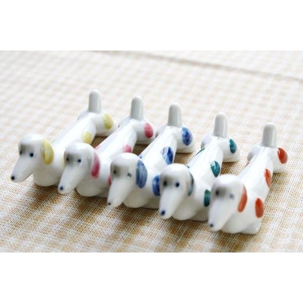 陶器製ダックスフンド箸置き 国産 美濃焼 置物としてもかわいい 選べる