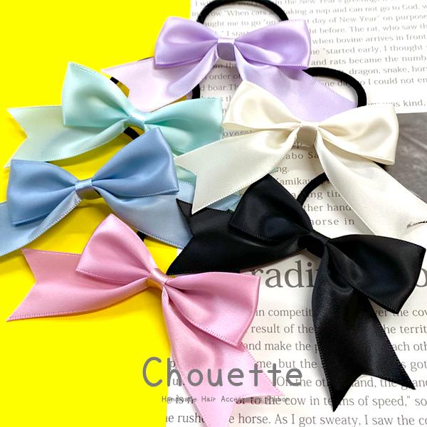 ヘアゴム シンプルサテンリボン ハンドメイド キッズ 子供 女の子