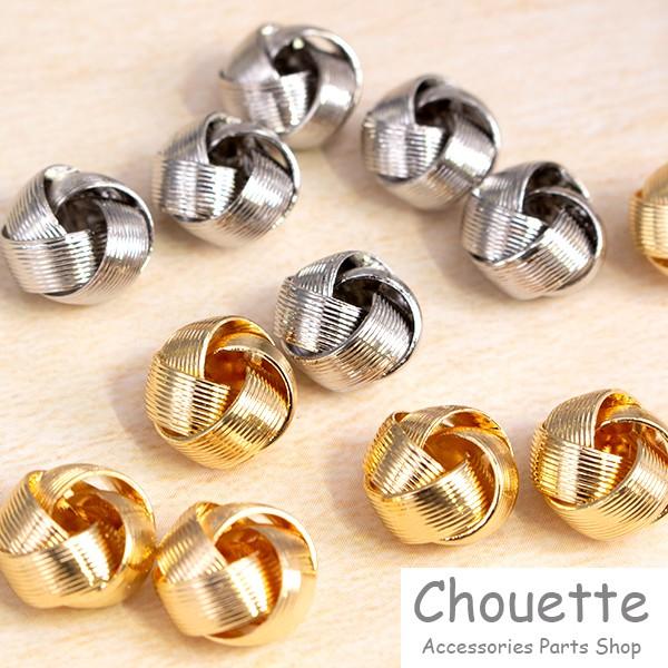 在庫処分 ノットパーツ つなぎ メタル スジ入り 2個 ゴールド シルバー