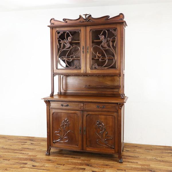 アールヌーヴォー キャビネット 芸術性の高いデザイン 繊細な彫刻 収納