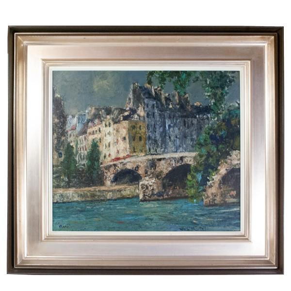 森 清治郎 「PONT MARIE(マリー橋）」 油彩 10号 絵画 : アンティーク