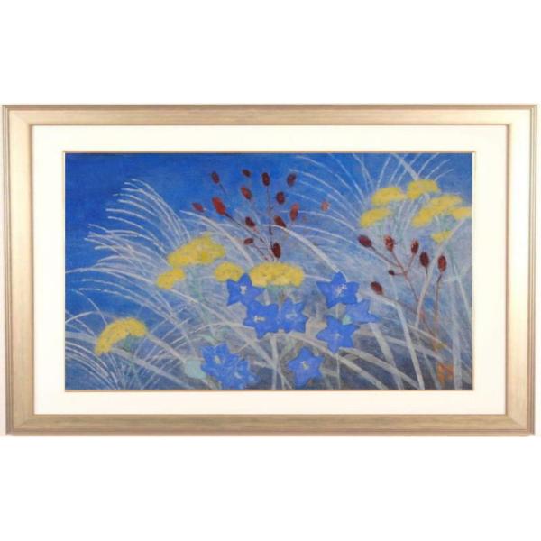 花 絵画 ススキ オシナエシ 桔梗 絵 和風 日本画 インテリア