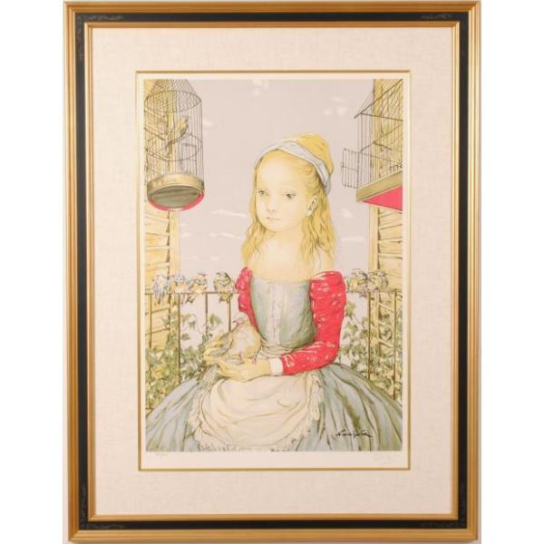 藤田嗣治 絵画 レオナール・フジタ 人物画 リトグラフ 複製版画 「少女