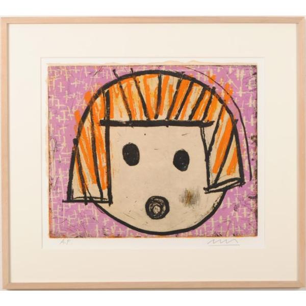 松林誠 女子・紫 現代アート 絵画 銅版画 エッチング インテリア