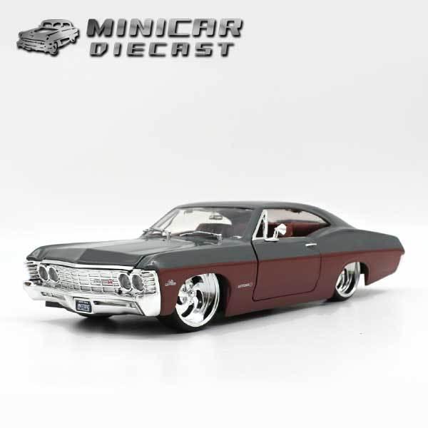 Jada 1/24 箱入り ミニカー 1967 CHEVROLET IMPALA グレー ワイン
