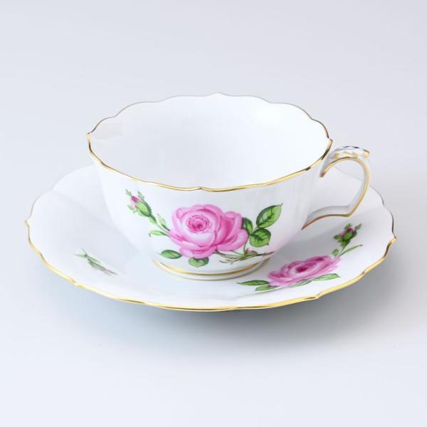 マイセン ピンクローズ ピンクの薔薇 ティーカップ＆ソーサー 150cc