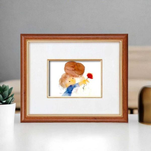 いわさきちひろ 絵画 母と子(ははとこ)壁掛け用 スタンド付き インチ額