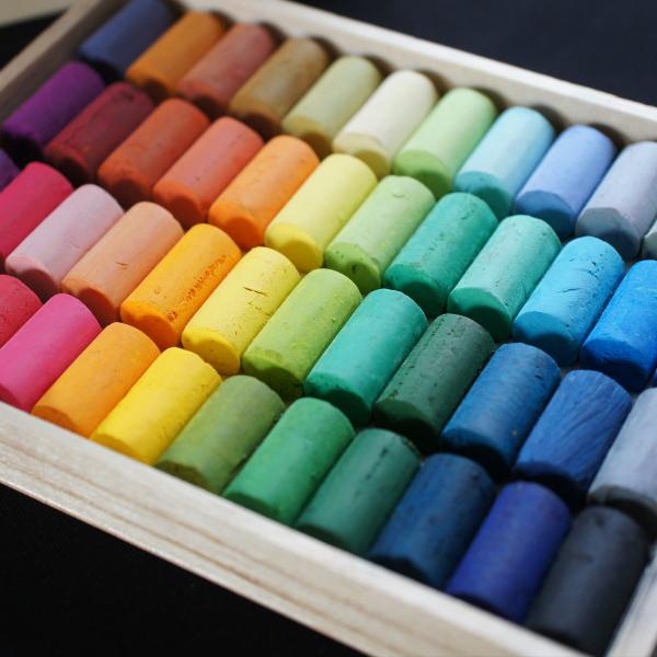 日本製 ゴンドラパステル 48色セット 木箱入 ソフトパステル 王冠化学