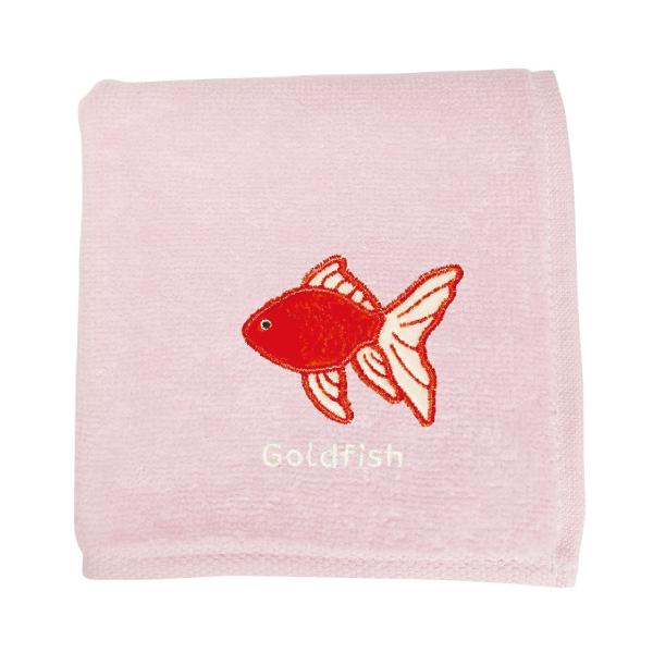 アクアチック 刺繍 ハンカチ 金魚 / ハンドタオル 綿 ギフト タオル