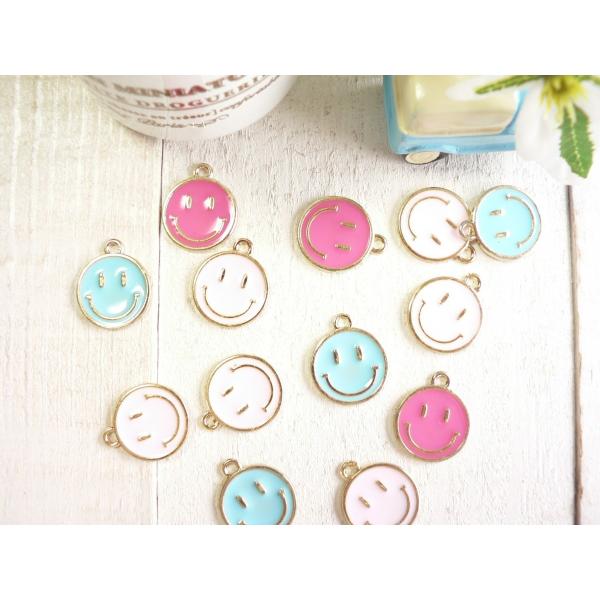 チャーム スマイル 6個入 3色×2 19mm カラフルミックス ファスナー